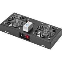 Abbildung von DIGITUS Dachlüftereinheit für Wandgehäuse 276 m3/h freiblasender Volumenstrom 2x Lüfter Thermostat Schwarz