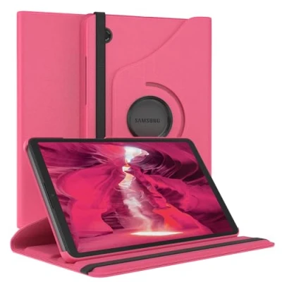 Abbildung von EAZY Case Tablet Hülle für Samsung Galaxy Tab A9 Schutzhülle 8,7 Zoll Smart Cover Rotationcase zum Aufstellen Klapphülle 360 drehbar mit Standfunktion Tasche Kunstleder Pink