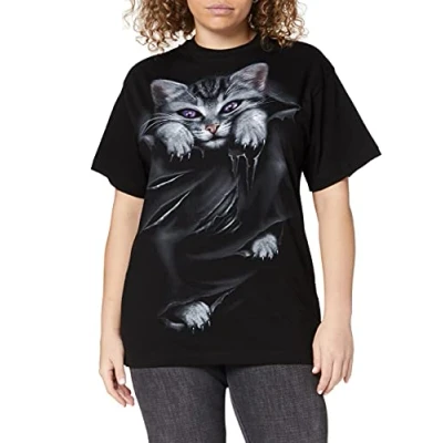 Abbildung von Spiral Bright Eyes Front Print T Shirt Schwarz S