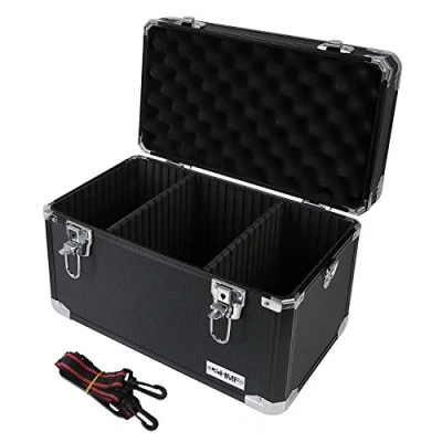 Abbildung von HMF Werkzeugkoffer robuste Alu Transportkiste, Aufbewahrungskoffer, Kamerakoffer mit individueller Facheinteilung 40x27,5x23,5 cm, schwarz
