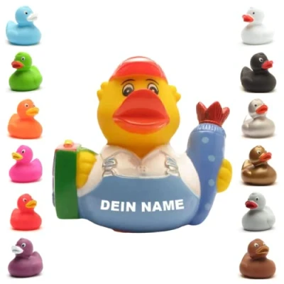 Abbildung von Badeente personalisierbar (Schulanfänger Junge Ente)
