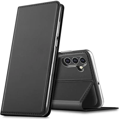 Abbildung von Verco Handyhülle für Samsung Galaxy S23 FE, Premium Handy Flip Cover FE 5G Hülle [integr. Magnet] Book Case PU Leder Tasche, Schwarz