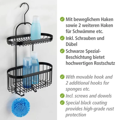 Abbildung von WENKO Badregal &quot;Classic Plus Black&quot;, 1 Ablage, Korb