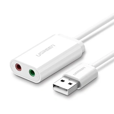 Abbildung von UGREEN USB A zu 3.5mm External Stereo Sound Adapter weiß 15cm