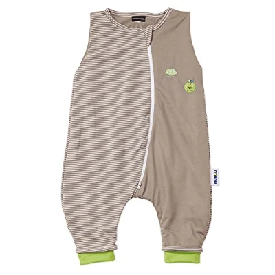 Abbildung von Gesslein 762180 Bubou Babyschlafsack Sommer mit Beinen : Temperaturregulierender Sommerschlafsack, Jersey Schlafsack, Baby/Kleinkinder Größe 90 cm, taupe/mokka gestreift