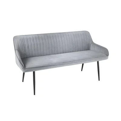 Abbildung von riess ambiente Sitzbank TURIN 160cm silbergrau / schwarz (Einzelartikel, 1 St), Esszimmer · Samt Metall Rückenlehne Schlafzimmer Retro Design