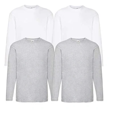 Abbildung von Fruit of the Loom 4 T Shirt Longsleeve M L XL XXL Langarm Verschiedene Farbsets auswählbar (5XL, 2Weiss2Grau)