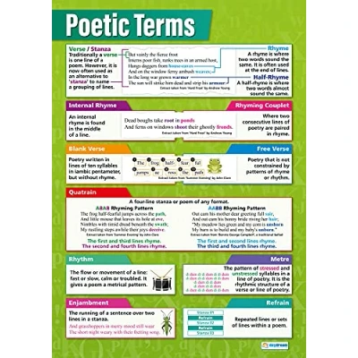 Abbildung von Daydream Education Poster „Poetic Terms“, Englisch Poster, laminiertes Glanzpapier, 850 mm x 594 (A1), Sprachposter für Klassenzimmer, Lernposter