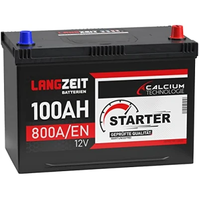 Abbildung von LANGZEIT ASIA Autobatterie 100Ah 12V 800A/EN Batterie Plus Pol Rechts 30% mehr Startleistung ersetzt 95Ah 90Ah