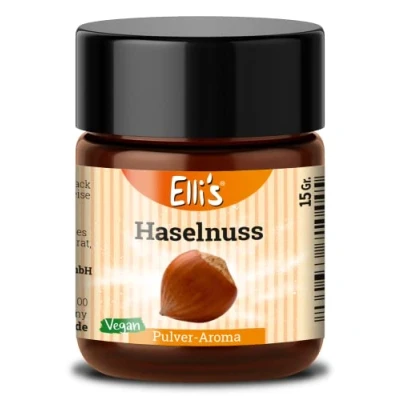 Abbildung von Ellis Aromen Haselnuss PULVER Lebensmittelaroma Vegan und kalorienarm für Lebensmittel Getränke, wie zum Backen Kochen 10 g