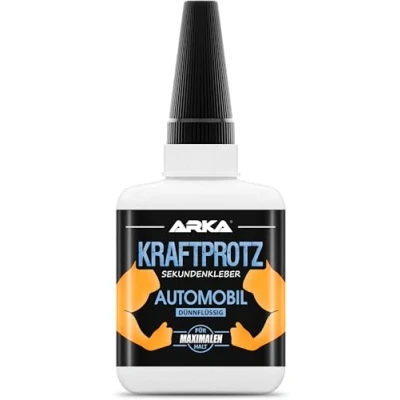 Abbildung von 50 g Sekundenkleber für KFZ &amp; Motorrad extra stark Automobilkleber transparent wasserfest, hitzebeständig Verschluss gegen Austrocknung zum Verkleben von GFK Kunstoff aller Art dünnflüssig