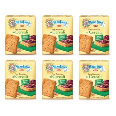 Abbildung von 3x Mulino Bianco Fette biscottate ai cereali 315g Getreide Zwieback Kekse + Italian Gourmet polpa 400g