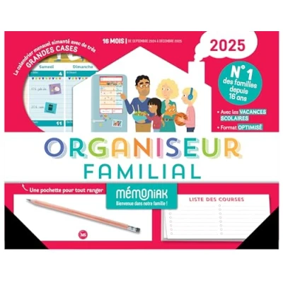 Abbildung von Organiseur familial Mémoniak 2025, calendrier organisation mensuel (sept. 2024 déc. 2025)