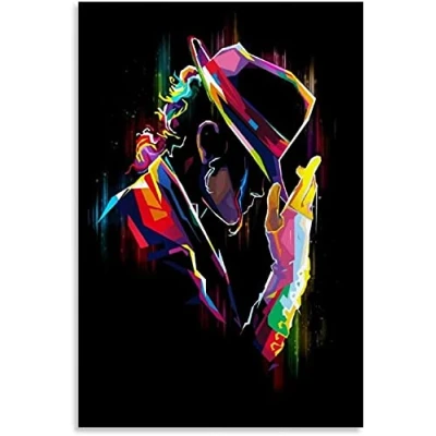 Abbildung von GPEIHANG Leinwand Bilder Kunst Michael Jackson Singer Modern Farbe und Bild Malerei Poster Druckt Gedruckte 23.6&quot;x35.4&quot;(60x90cm) Kein Rahmen