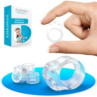 Abbildung von SilverRack® Türstopper Türklinkenpuffer Transparent [10 Stück] Wandpuffer als perfekter Schutz für Wand und Tür Türpuffer Wandschutz Türklinken Fenster