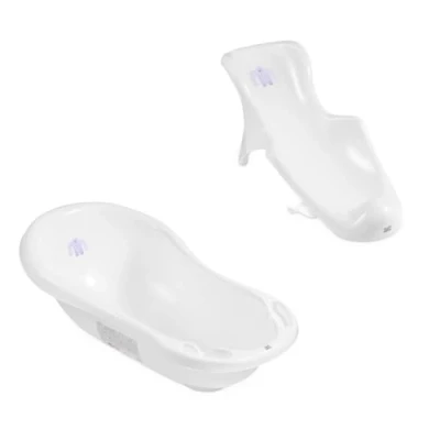 Abbildung von Hylat Baby Praktische Babywanne mit Stöpsel und Badewannensitz TÜV Rheinland zertifiziert Rutschfest &amp; Komfortabel für die Ersten Lebensmonate Lite Kollektion Farbe: Weiß, Motiv: Yeti