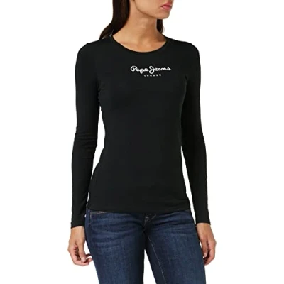 Abbildung von Pepe Jeans Damen T Shirt New Virginia Ls N, Schwarz, XS