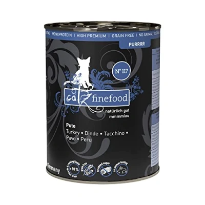Abbildung von catz finefood Purrrr Pute Monoprotein Katzenfutter nass N 117, für ernährungssensible Katzen, 70% Fleischanteil, 6 x 400g Dose