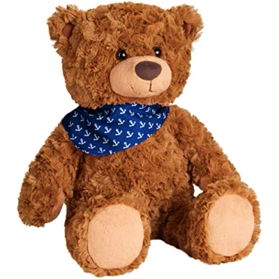 Abbildung von BRUBAKER Kuscheltier Teddy Plüschbär mit Anker Halstuch Blau oder Rot (1 St), 42 cm Vintage Teddybär Plüschteddy Schmusetier besonders weichem Fell Stofftier Bär Braun