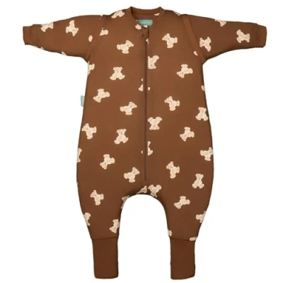 Abbildung von molis&amp;co Baby Schlafsack mit Füßen, abnehmbare Ärmel und Socken Babyschlafsack 1 tog Leicht gepolstert 100% Baumwolle (Oeko TEX 100), Premium Qualität Teddy Mocca (60 cm)