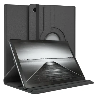 Abbildung von EAZY Case Tablet Hülle für Samsung Galaxy Tab A8 10.5 Schutzhülle Zoll Smart Cover Rotationcase zum Aufstellen Klapphülle 360 drehbar mit Standfunktion Tasche Kunstleder Schwarz