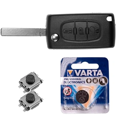 Abbildung von Repair Reparatur Satz Autoschlüssel Funk Fernbedienung Austausch Gehäuse mit 3 Tasten + VA2 Rohling Batterie kompatibel Citroen C6 I Peugeot 307