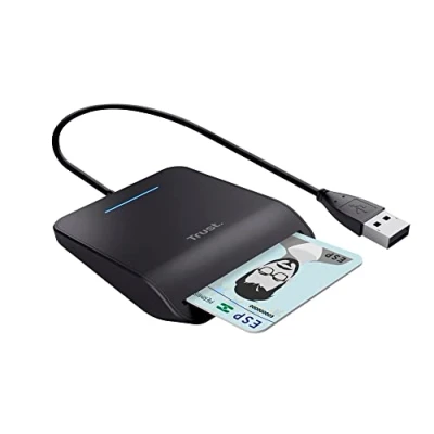 Abbildung von Trust Primo Smartcard Leser, DNI, konform mit FIPS 201, TAA und ISO 7816 Klasse A, B, C, 100 cm Kabel, USB Plug &amp; Play, schwarz
