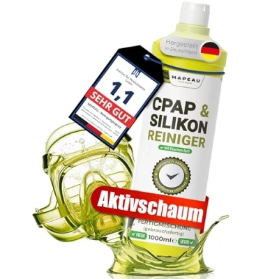 Abbildung von CPAP Reinigung 1 Liter Fertigmischung für Masken Schläuche Kunststoff und Silikon, Mapeau Silikon Reiniger Nachfüll (1 Nachfüll)