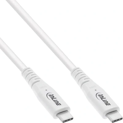 Abbildung von InLine USB4 Kabel, 240W USB C auf Ladekabel, PD 3.1, 40 Gb/s, 8K@60Hz, Thunderbolt 3, für Bildschirme, Festplatten, Grafikkarten, Smartphones und mehr, 1,5m, weiß, 35904W