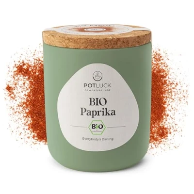 Abbildung von POTLUCK Bio Paprika Gewürzmischung im Keramiktopf 80g Vegan, glutenfrei und mit natürlichen Inhaltsstoffen