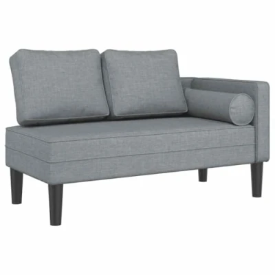 Abbildung von vidaXL Chaiselongue mit Kissen Hellgrau Stoff, 1 Teile