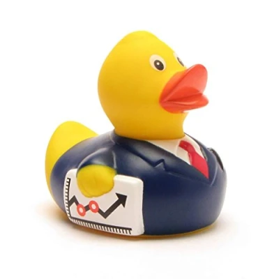 Abbildung von Duckshop I Badeente Business Mann Quietscheentchen Quietscheente L: 8 cm inkl. Badeenten Schlüsselanhänger im Set