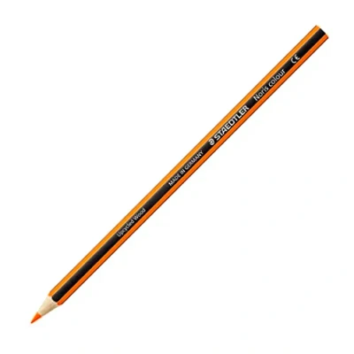 Abbildung von STAEDTLER Buntstifte Noris colour, orange, rutschfeste Soft Oberfläche, hohe Bruchfestigkeit, Made from Upcycled Wood, intensive Farben, Sechskantformat, 12 orange Farbstifte, 185 4