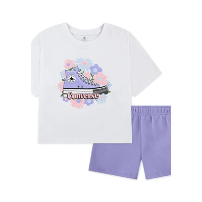Abbildung von Converse Floral Sneaker TEE Shorts für Kinder, Größe: 92/98, Violet heat