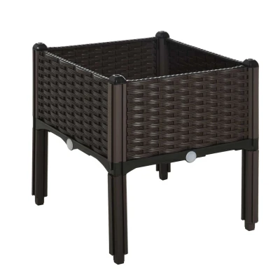 Abbildung von Hochbeet, Pflanzkasten mit Abflusslöchern, Blumenkasten im Rattan Look