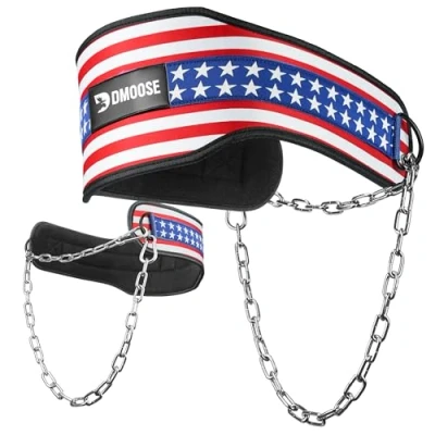Abbildung von DMoose Fitness Premium Dip Gürtel mit Kette 36&quot; Heavy Duty Stahlkette, Comfort Fit Neopren, Double Stitching Maximieren Sie Ihre Gewichtheben &amp; Bodybuilding Workouts Durable Dipping Belt