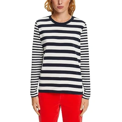 Abbildung von edc by Esprit Stripe Langarmshirt, Damen, Größe: Small, Navy