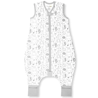 Abbildung von Mama Cheetah Baby Schlafsack mit Füße 1.0 TOG, Ganzjahres Schlafsack, Bio Baumwolle Schlafsäcke ohne Ärmeln Babyschlafsack Beinen für Junge Mädchen, 80cm (Baby Höhe 90 100cm)