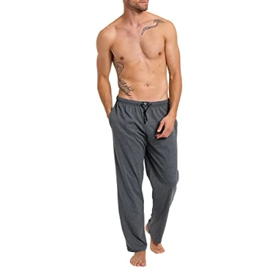 Abbildung von HAASIS BODYWEAR, Herren Pyjamahose lang mit Seitentaschen, Single Jersey, reine Bio Baumwolle, Gummibund Kordel, GOTS zertifiziert, Made in Europe, Größe:XL, Farbe:Carbon