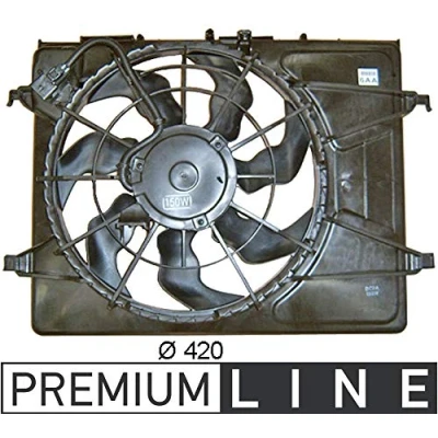 Abbildung von MAHLE ORIGINAL CFF 265 000P Lüfter für Fahrzeuge mit/ohne Klimaanlage 420 12 120 elektrisch mit Kühlerlüfterrahmen (Zarge) HYUNDAI: i30 I Schrägheck