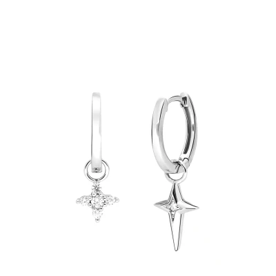 Abbildung von Lucardi Damen Silberne Ohrringe Stern Zirkonia 925 Silber Silberfarbig Nickelfrei