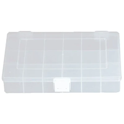 Abbildung von hünersdorff Sortimentskasten PP Compact mit 18 Fächern stabile Sortierbox für Schrauben und andere Kleinteile feste Facheinteilung 17 x 25 4,6 cm, transparent
