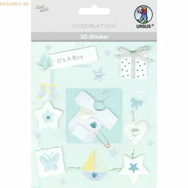 Abbildung von Ursus 56420056 3D Sticker Baby, bestehend aus mehreren Ebenen, verschiedenen hochwertigen Materialien, selbstklebend, ideal zum Verzieren von Grußkarten und Geschenken, Motiv 56