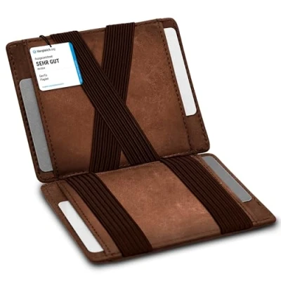 Abbildung von GenTo Geldbörse mit/ohne Münzfach TÜV geprüfter RFID NFC Schutz Magic Wallet Magischer Geldbeutel Inklusive Geschenkbox Smart Portemonnaie für Herren/Damen (Schwarz)