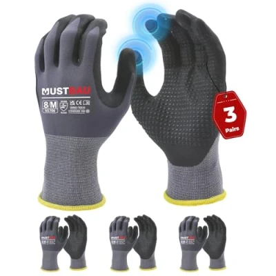 Abbildung von Mustbau Arbeitshandschuhe (3 St) 12/6/3 Pack, Abriebfest Gartenhandschuhe Montagehandschuhe