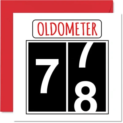 Abbildung von Lustige Karten zum 78. Geburtstag für Männer und Frauen Oldometer Glückwunschkarte Vater Mutter Urgroßvater Opa Kindermädchen Oma 145mm Grußkarten Karte