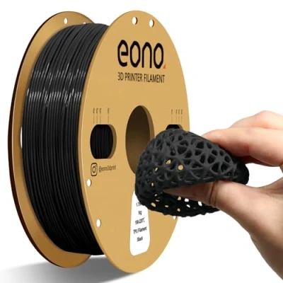 Abbildung von EONO 95A TPU Filament 1,75 mm, Flexibles Weiches 1 kg (2,2 lbs), Maßgenauigkeit +/ 0,03 mm für FDM Drucker, Schwarz
