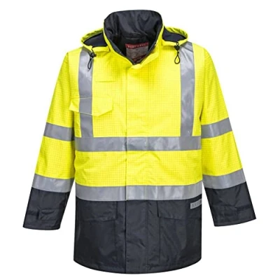 Abbildung von Portwest Bizflame Regen Warnschutz Multi Norm Jacke, Größe: 4XL, Farbe: Gelb/Marine, S779YNR4XL