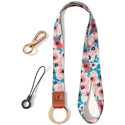 Abbildung von SENLLY Umhängeband Schlüsselband Neck Lanyard strip mit und echtem Leder, für Schlüssel, ID Badge Card Holder, Ausweishülle, Mobile Handys Telefon