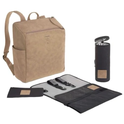 Abbildung von LÄSSIG Baby Wickelrucksack Wickeltasche mit Zubheör veganes Leder/Tender Backpack camel, 1 Stück (1er Pack)